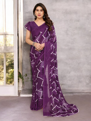NIRMOHIFASHION Printed Bollywood Georgette Saree(Purple)