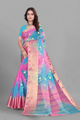 Aarunika IC Solid/Plain Bollywood Organza Saree(Yellow)