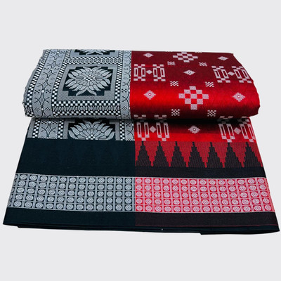 AYEZAL Temple Border Sambalpuri Art Silk Saree(Red)