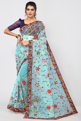 patlani Embellished Bollywood Net Saree(Blue)