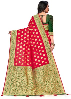 Divastri Woven Banarasi Jacquard, Pure Silk Saree(Red)