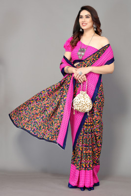 ANIRAV Printed, Digital Print Bollywood Georgette Saree(Pink)