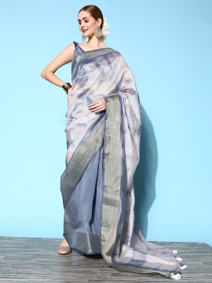 Divastri Printed Bollywood Cotton Silk Saree(Grey)