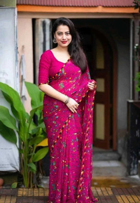 JMDF Printed Bollywood Art Silk Saree(Pink)