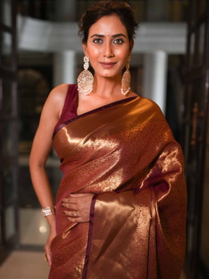 Banarasee Woven Banarasi Tissue Saree(Maroon)