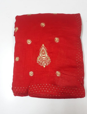 VaIdehi Embroidered Bollywood Chiffon Saree(Red)