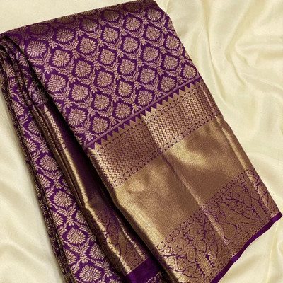 ARUXA FASHION Woven Banarasi Art Silk Saree(Purple)