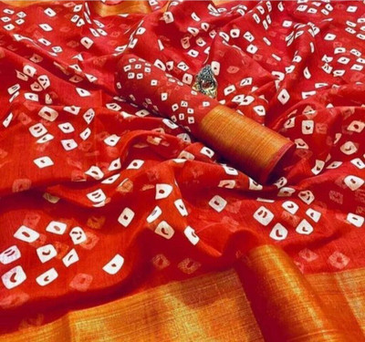 GHANSHYAM Printed Daily Wear Pure Cotton Saree(Red)