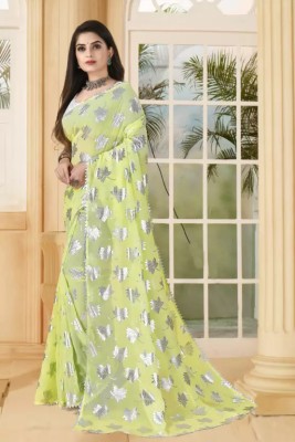 ACUITY EXIM Self Design, Temple Border, Printed Bollywood Chiffon, Georgette Saree(Yellow)