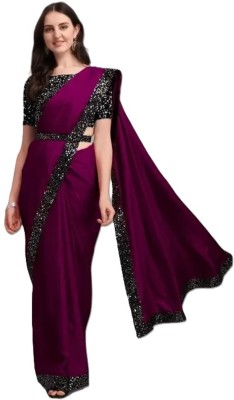 Mijashree Embellished Bollywood Silk Blend Saree(Purple)