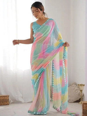 NIRLOBH Embellished Bollywood Georgette Saree(Multicolor)
