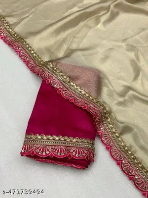Online Bazaaar Solid/Plain Bollywood Georgette Saree(Cream)