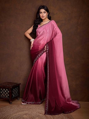 MAHADEV Solid/Plain, Self Design Handloom Handloom Art Silk Saree(Red, Pink)