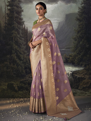 Sareemall Woven Banarasi Tissue Saree(Purple)