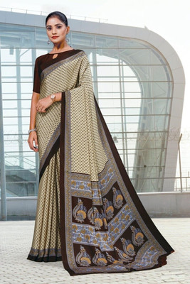 Panchvati NX Printed Bollywood Crepe Saree(Cream)