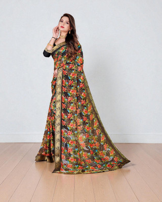 Aadimam Creation Printed Bollywood Georgette Saree(Black)