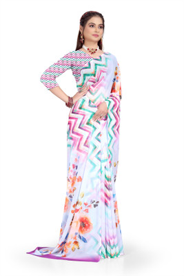 Pemal Designer Digital Print Bollywood Georgette Saree(Multicolor)