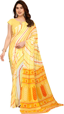 Moda Rapido Striped Daily Wear Georgette Saree(Yellow)