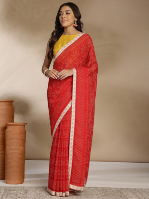 ANOUK Printed Daily Wear Georgette Saree(Red)