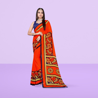 Leelavati Printed Daily Wear Georgette Saree(Orange)