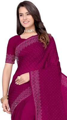 Looootnest Self Design Assam Silk Georgette Saree(Pink)