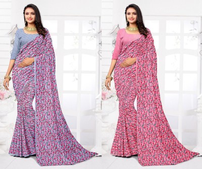 STYLEVEDA Paisley Daily Wear Georgette Saree(Pack of 2, Grey, Pink)