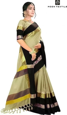 MoonTextile Temple Border Assam Silk Cotton Silk Saree(Magenta)