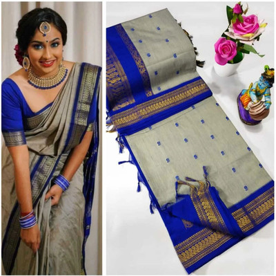 gadwal Self Design Kalamkari Cotton Silk Saree(Multicolor)