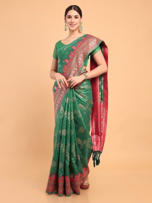 MIMOSA Woven Banarasi Art Silk Saree(Green)