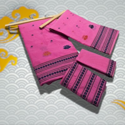 KHATI AXOMIYA Woven Mekhela Chador Chanderi, Cotton Blend Saree(Pink)