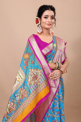 THE PRIVATE LABLE Embroidered Mysore Linen Saree(Multicolor)