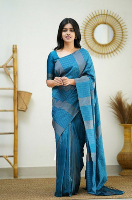 pavanputra fab Self Design Banarasi Jacquard Saree(Light Blue)