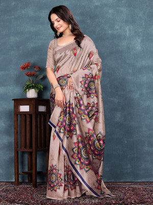 Kanooda Prints Printed Bollywood Art Silk Saree(Multicolor)