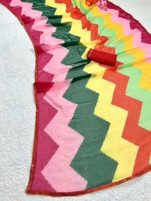 MAHARAJ SAREES Solid/Plain Bollywood Georgette Saree(Multicolor)