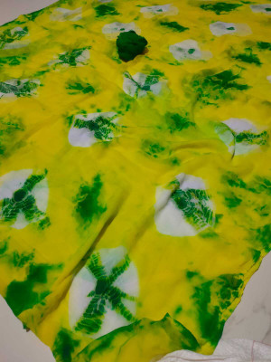 EMMANUEL TRADERS Color Block, Printed, Floral Print, Embroidered, Woven Bandhani Chiffon Saree(Light Green)