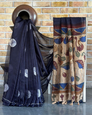 2SD gratitude Printed Daily Wear Linen Saree(Blue)