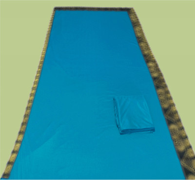 FabDaisy Solid/Plain Banarasi Lycra Blend, Chiffon Saree(Light Blue)