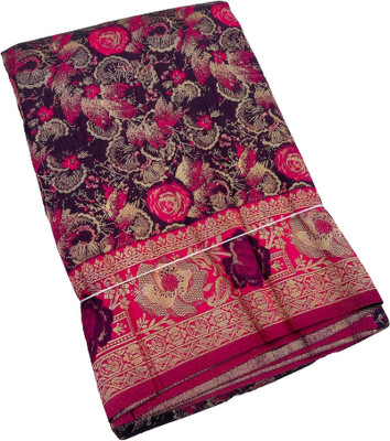 MOON VOGUE Printed Saree with Attached Blouse Art Silk Saree(Magenta)