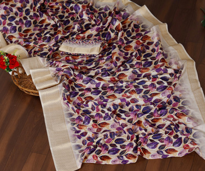 pari creation Floral Print Banarasi Georgette Saree(Multicolor)