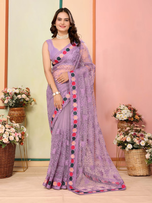 Sofisty Self Design Bollywood Net Saree(Purple)