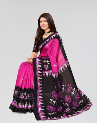 Nirvaan Printed Bollywood Art Silk Saree(Pink)