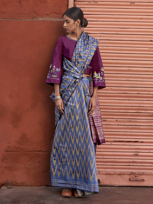 Tasrika Printed Bollywood Silk Blend Saree(Grey)