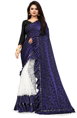 SwiftStyle Self Design Bollywood Lycra Blend Saree(Blue)
