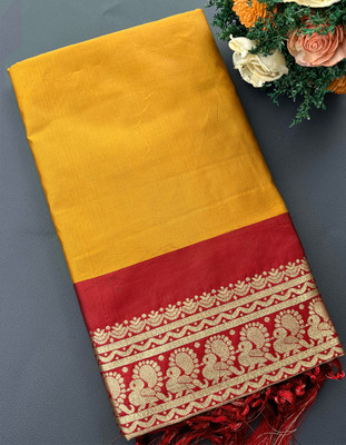 The Geetaz Woven Bollywood Art Silk Saree(Yellow, Red)
