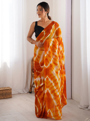 ANOUK Embellished Bollywood Georgette Saree(Orange)