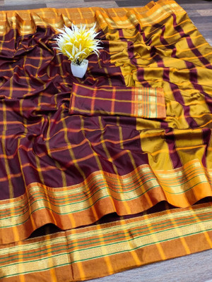 MADHAV Woven Banarasi Art Silk Saree(Maroon)