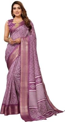 Bandhanivilla Embellished Bandhani Cotton Silk Saree(Purple)