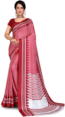 Envi Printed Daily Wear Silk Blend Saree(Maroon)