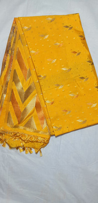 kanjivaran Geometric Print, Woven Handloom Pure Silk Saree(Yellow)