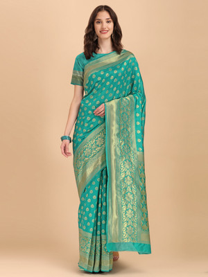 AVANTIKA FASHION Woven Kanjivaram Pure Silk, Art Silk Saree(Light Green)